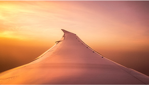 Sunset view from an airplane window
